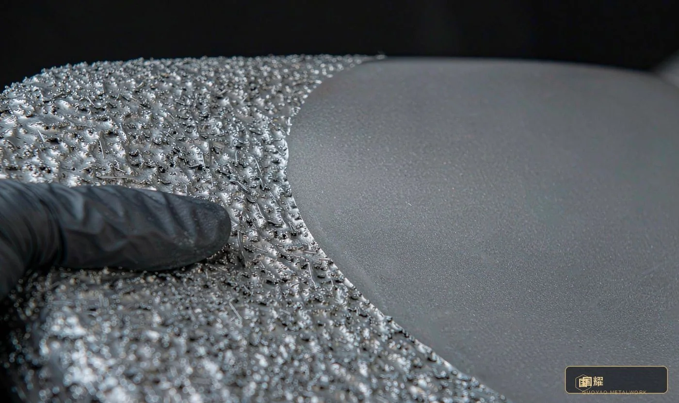 Shot-blasted with nano coating close-up