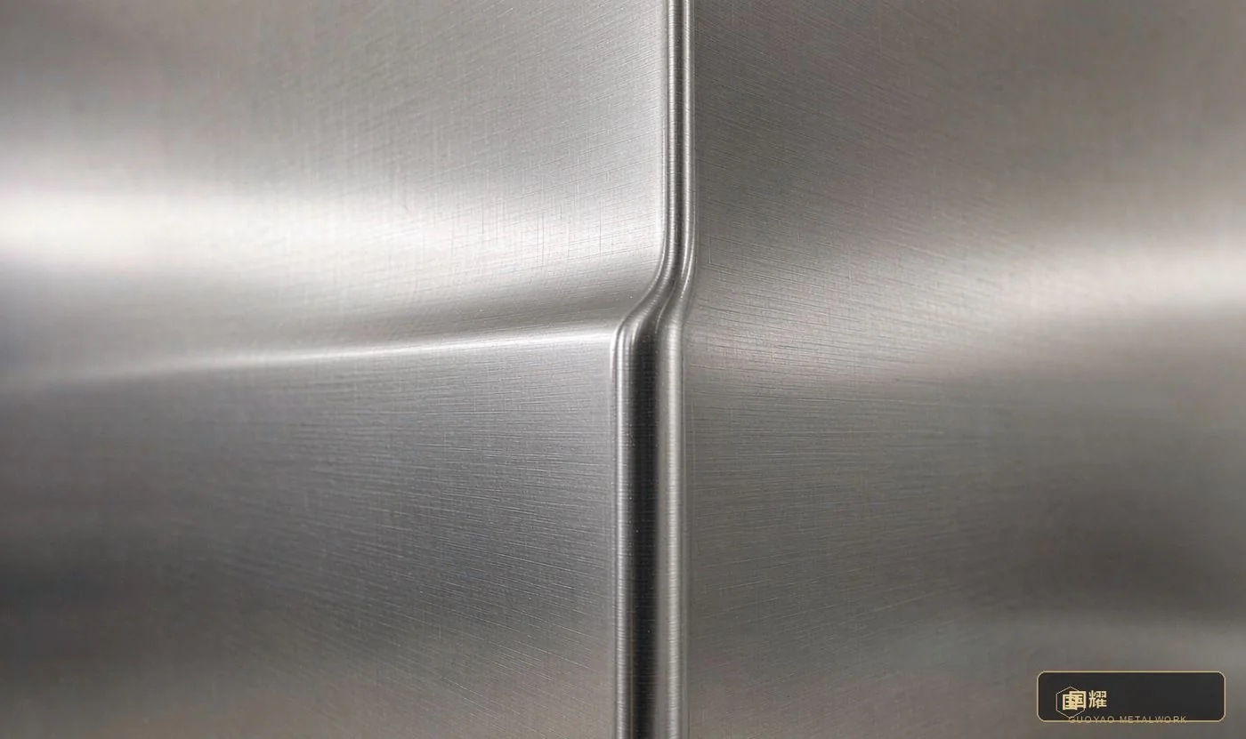 Outer corner in the field: single-panel fold, R2–R5 radius, no sharp edge, joints ≥ 50 mm off the corner