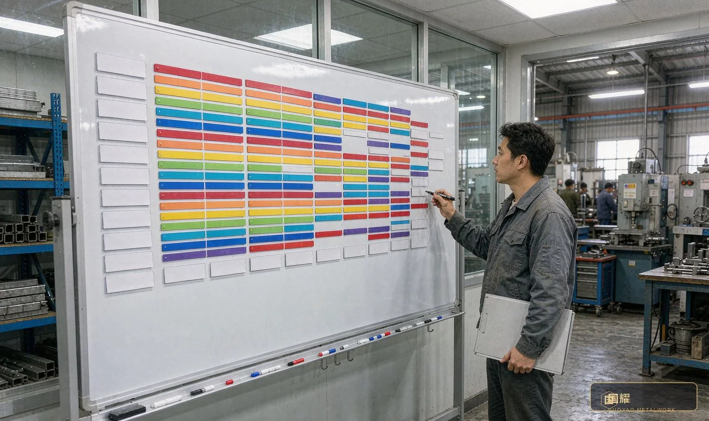 Production scheduling board in the field: factory prefabrication and site assembly run in parallel