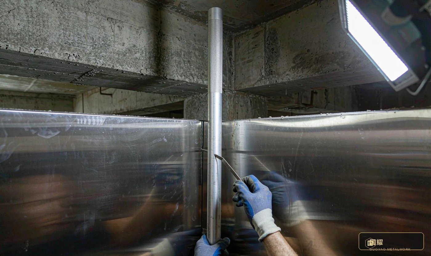 Straightedge and feeler gauges checking wall flatness