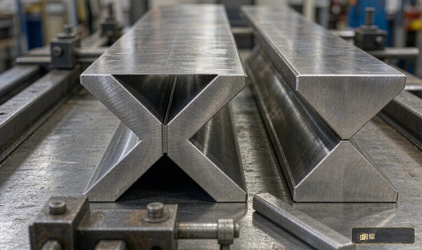 End view of a 14 mm plate with a double-V (X) bevel