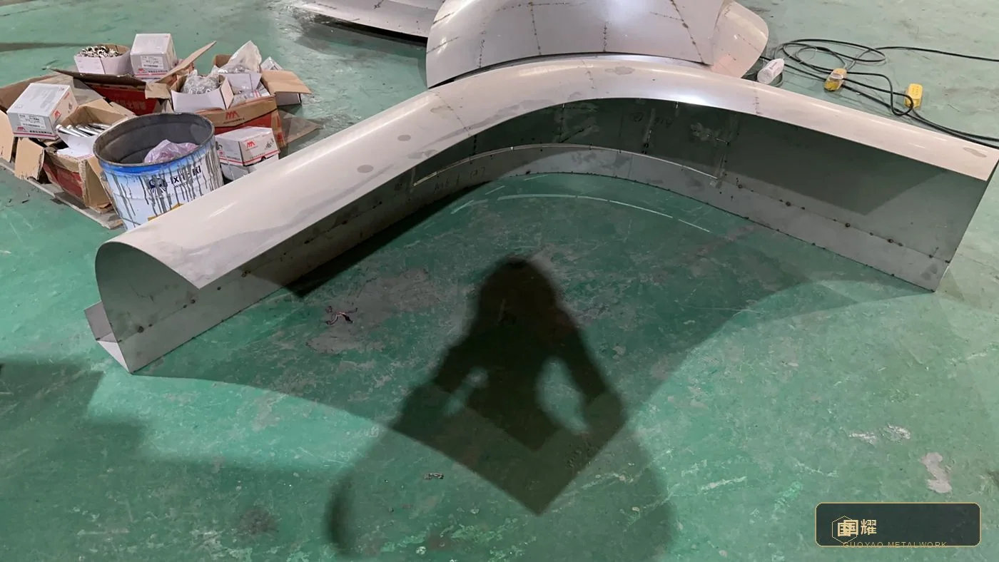 Formed segments leaning ready for joint fitting