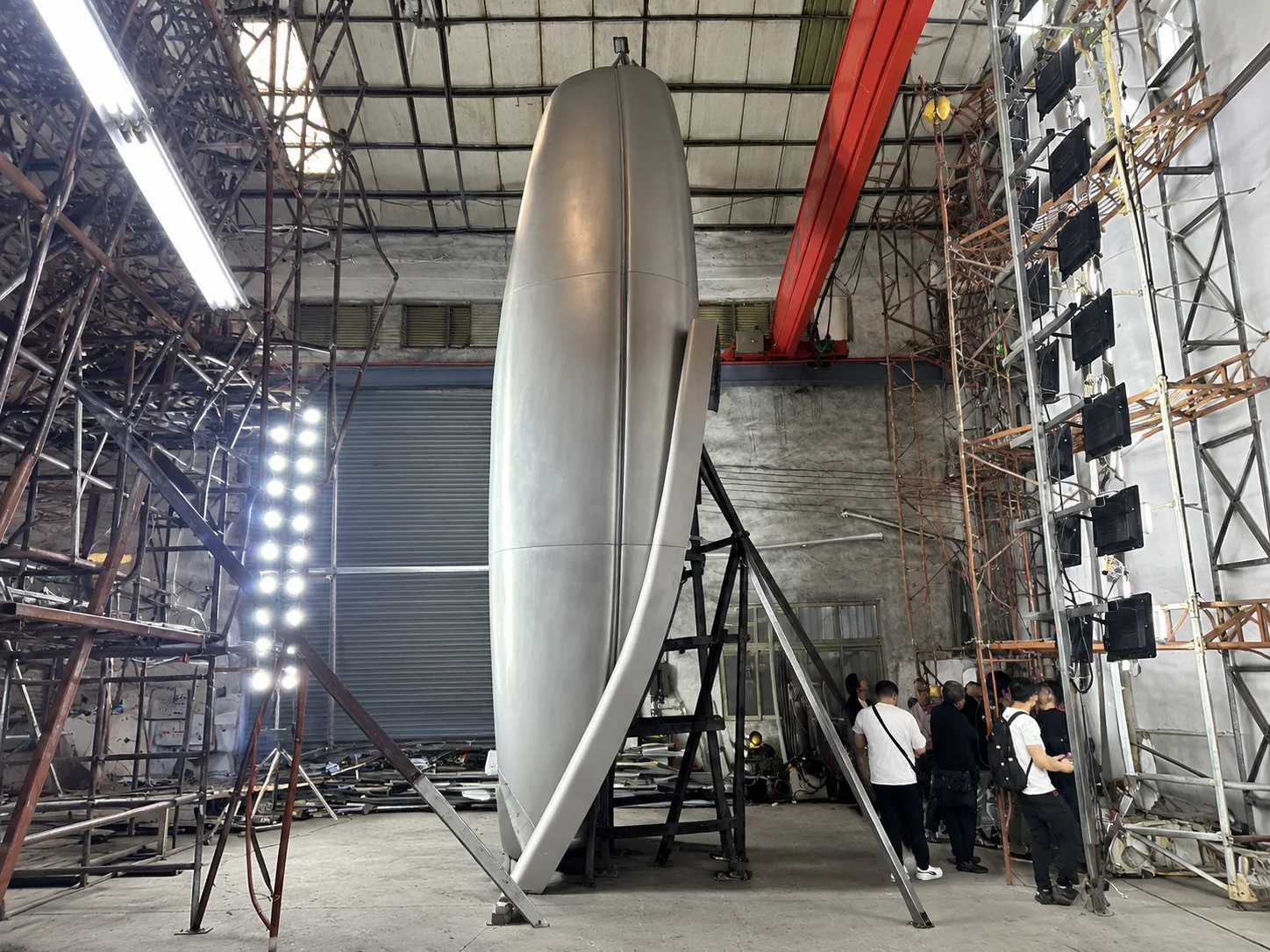 Shell sections stacked with the substructure visible behind