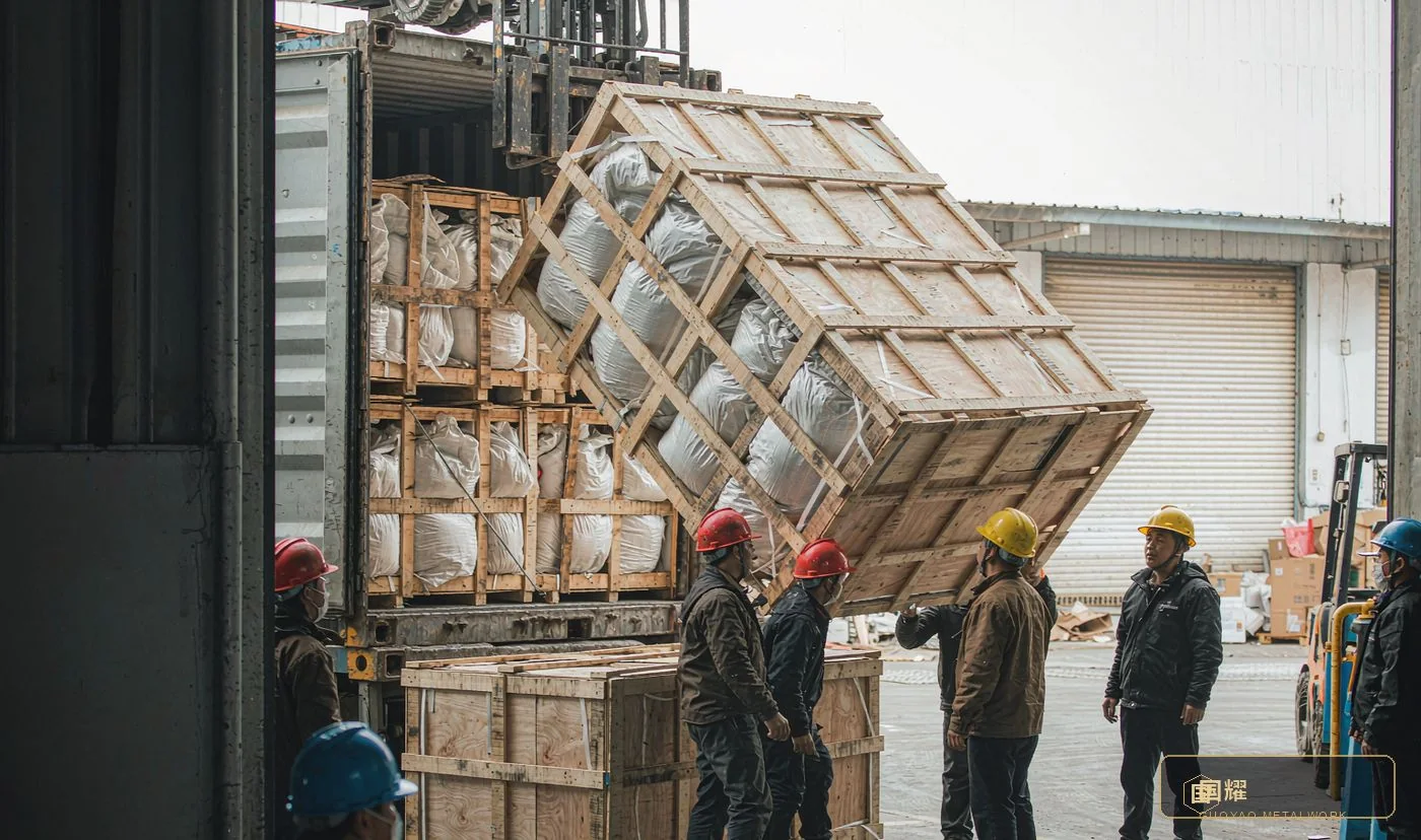 Export crate braced and secured inside a 40ft container
